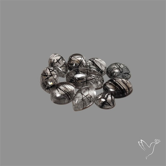 Black Tourmalinated Quartz Cabochons Lot