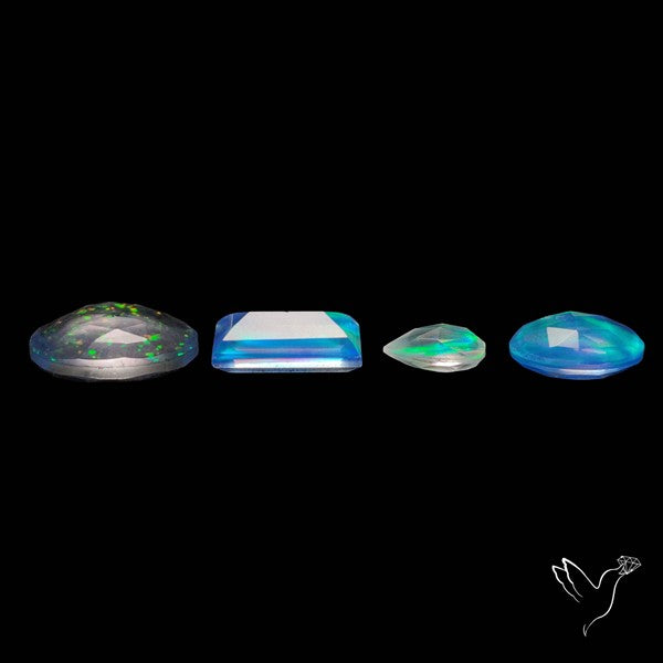 Faceted Aurora Opal and Quartz Doublets Lot