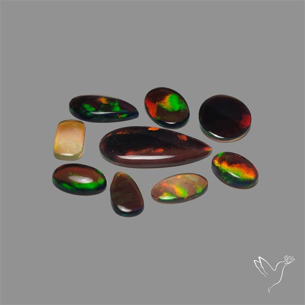 AAA Ethiopian Black Opal Cabochons Lot Smoked