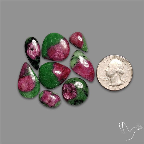Flashy Ruby Zoisite Cabochons Lot