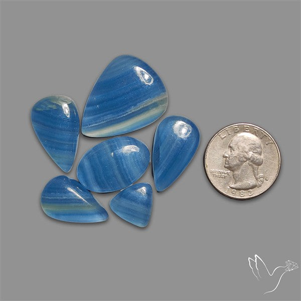 Aquatine Lemurian Calcite Cabochons Lot