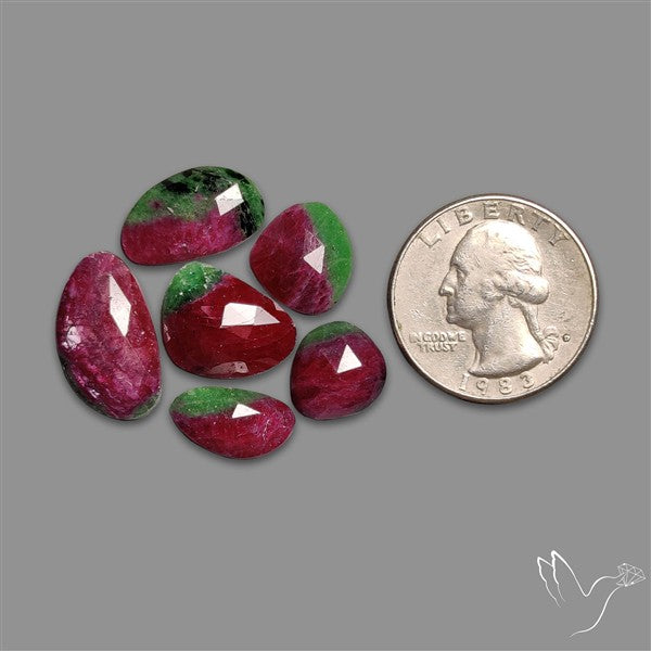 Rose Cut Ruby In Zoisite Lot