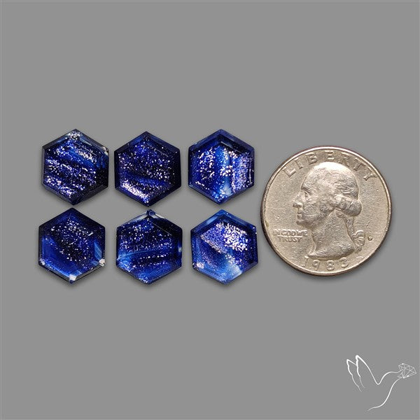 Step Cut Dichroic Glass Hexagons Lot
