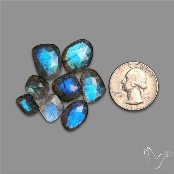 Rose Cut Blue Labradorite Lot