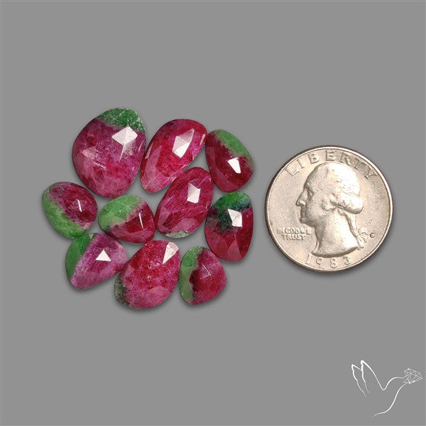 Rose Cut Ruby In Zoisite Lot