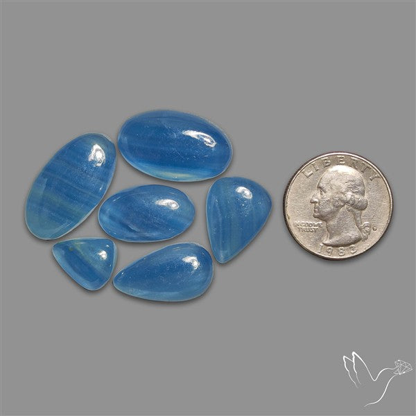 Aquatine Lemurian Calcite Cabochons Lot