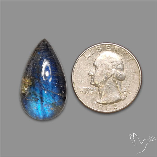 Golden Rutilated Quartz With Blue Labradorite Doublet