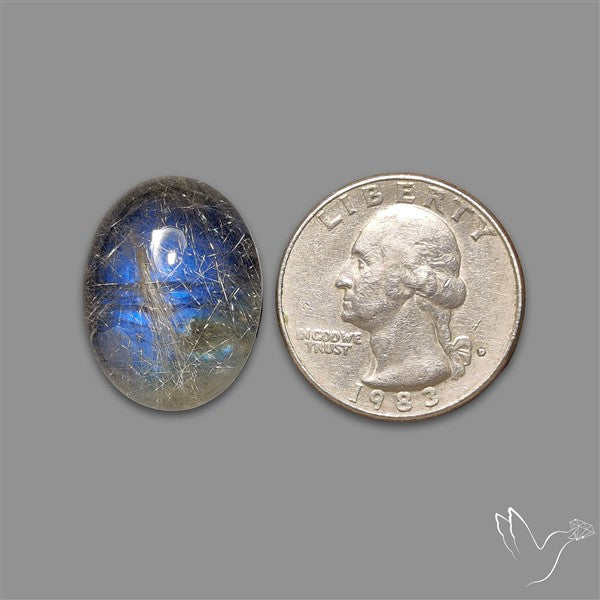 Golden Rutilated Quartz With Blue Labradorite Doublet