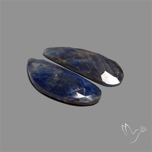 Rose Cut Blue Sapphire Pair