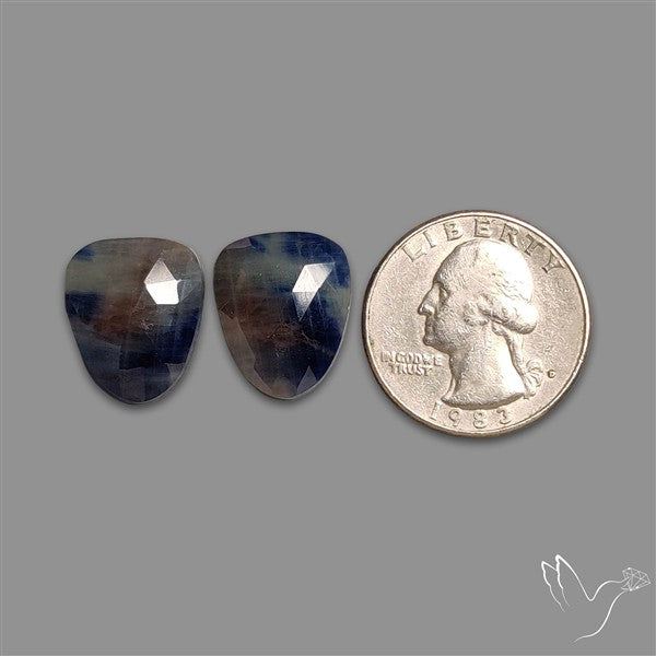 Rose Cut Blue Sapphire Pair