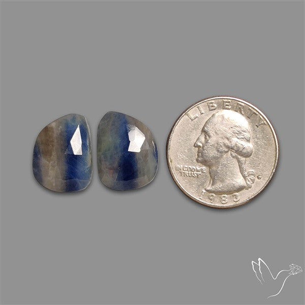Rose Cut Blue Sapphire Pair