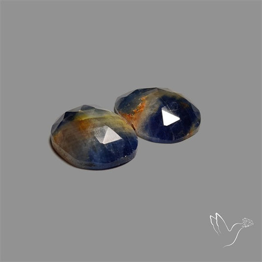 Rose Cut Blue Sapphire Pair