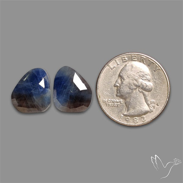 Rose Cut Blue Sapphire Pair