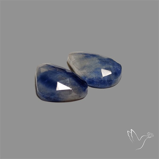 Rose Cut Blue Sapphire Pair