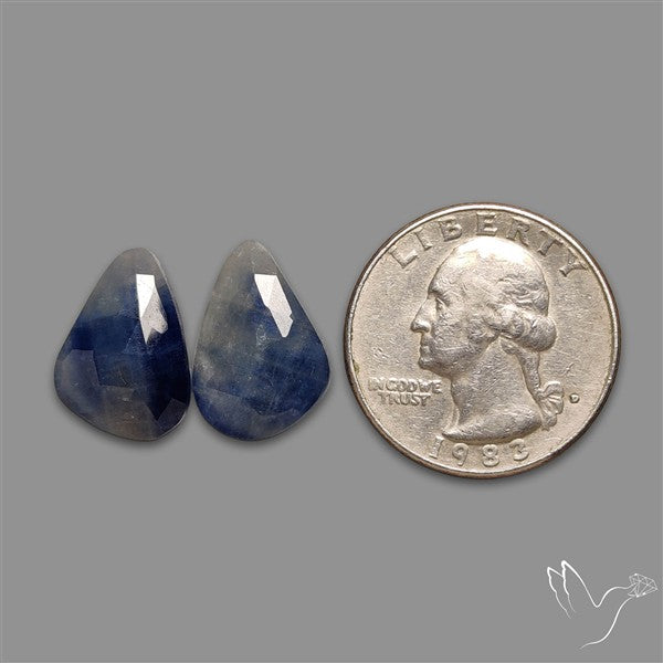 Rose Cut Blue Sapphire Pair