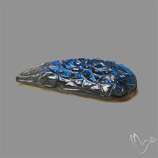 Handcarved Labradorite Deep Blues Mughal Carving