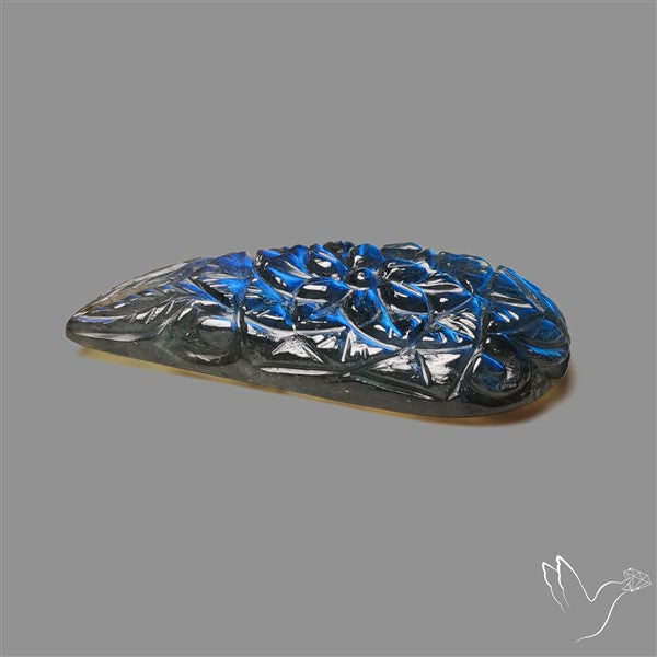 Handcarved Labradorite Deep Blues Mughal Carving