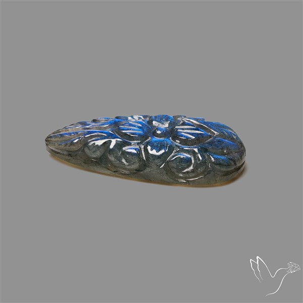 Handcarved Labradorite Deep Blues Mughal Carving