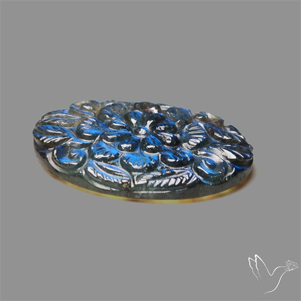Handcarved Labradorite Deep Blues Mughal Carving