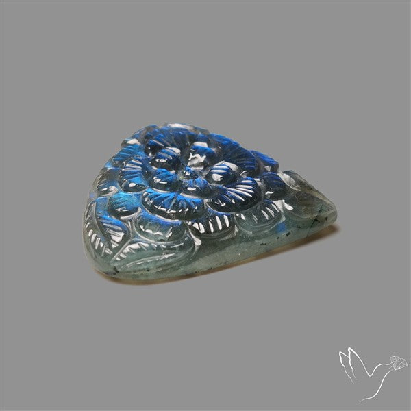 Handcarved Labradorite Deep Blues Mughal Carving