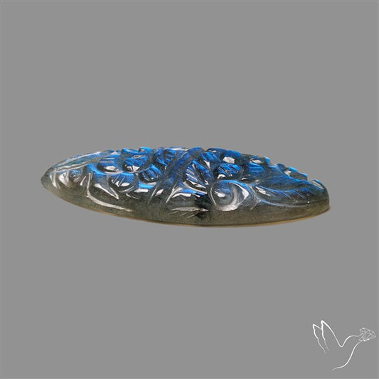 Handcarved Labradorite Deep Blues Mughal Carving