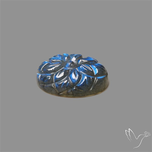 Handcarved Labradorite Deep Blues Mughal Carving