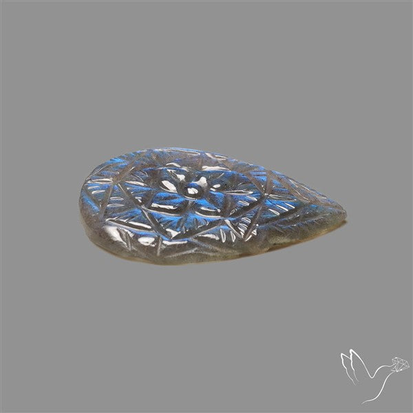 Handcarved Labradorite Deep Blues Mughal Carving