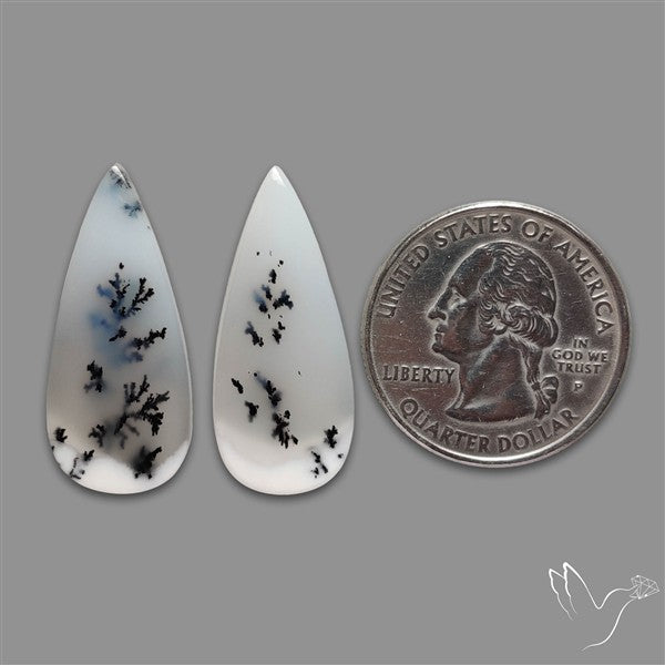 Dendritic Opal Cabochons Pair