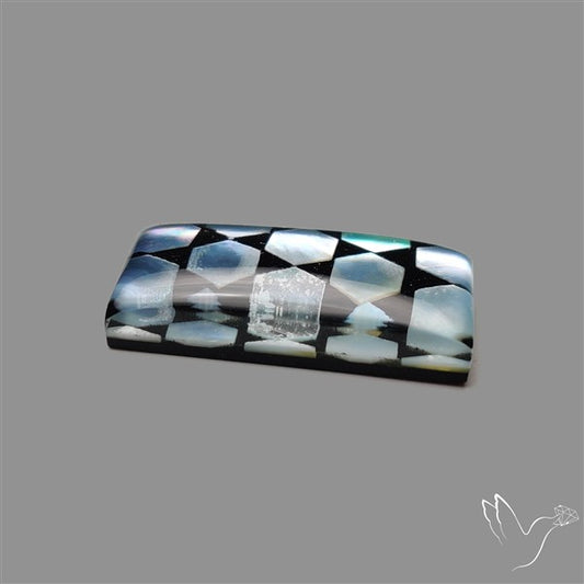 Artistic Mother Of Pearl Inlay Black Onyx With Quartz Doublet