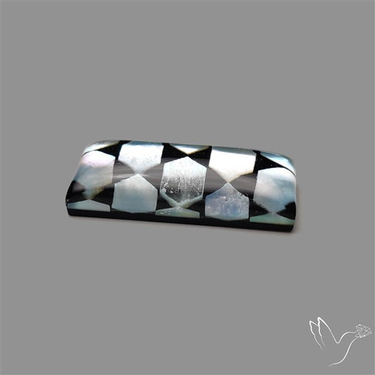 Artistic Mother Of Pearl Inlay Black Onyx With Quartz Doublet