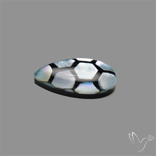 Artistic Mother Of Pearl Inlay Black Onyx With Quartz Doublet