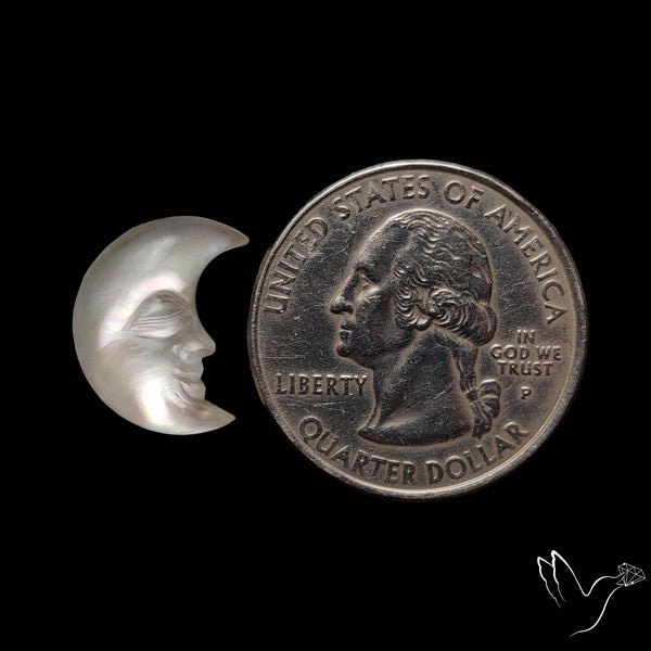 Mother of Pearl Doublet Moonface Crescent Carving Handcarved