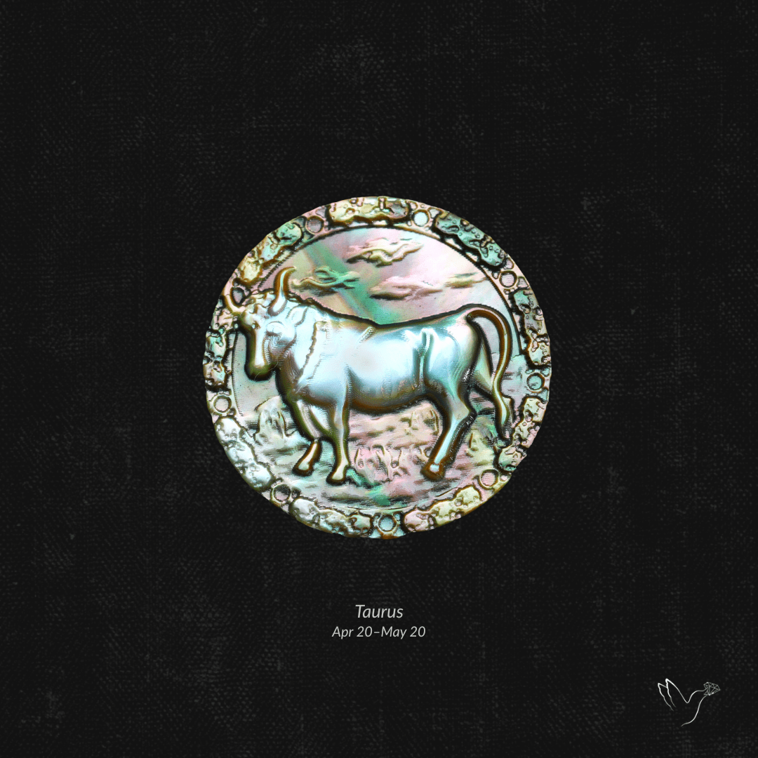 Zodiac Carving in Tahitian Rainbow Mother Of Pearls