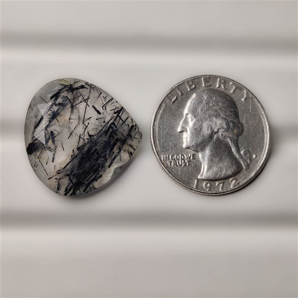 Faceted Black Tourmalinated Quartz