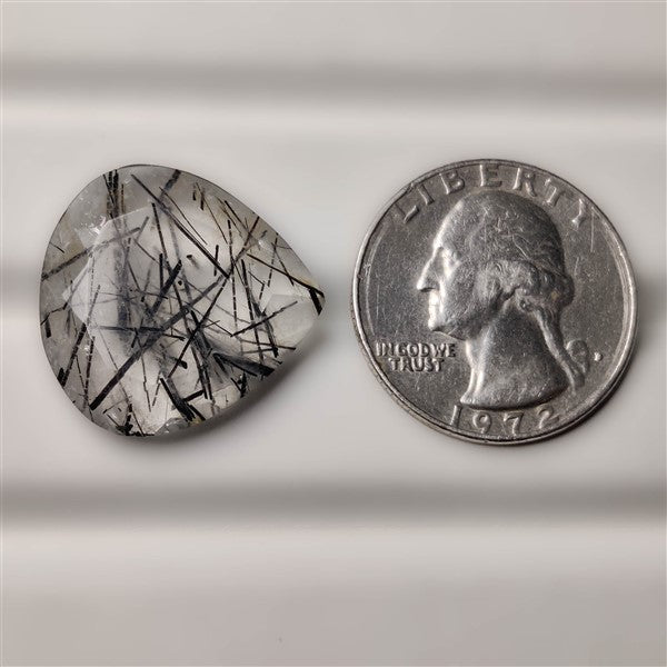 Faceted Black Tourmalinated Quartz