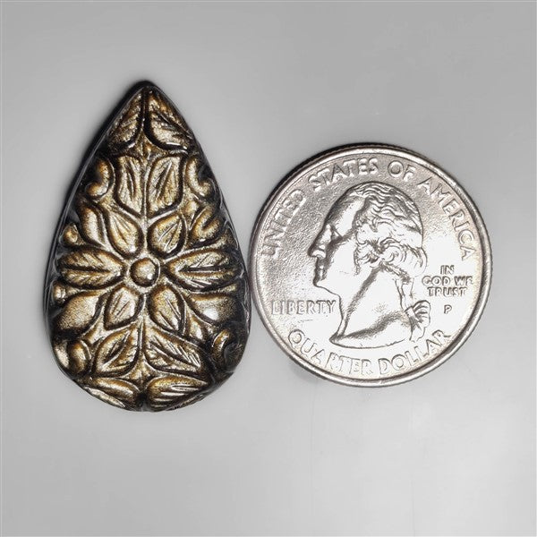 Goldsheen Obsidian Mughal Carving