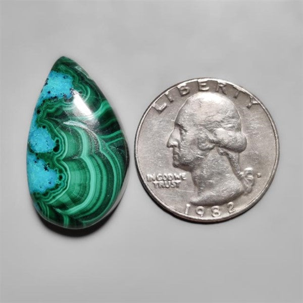 Chrysocolla In Malachite Cabochon