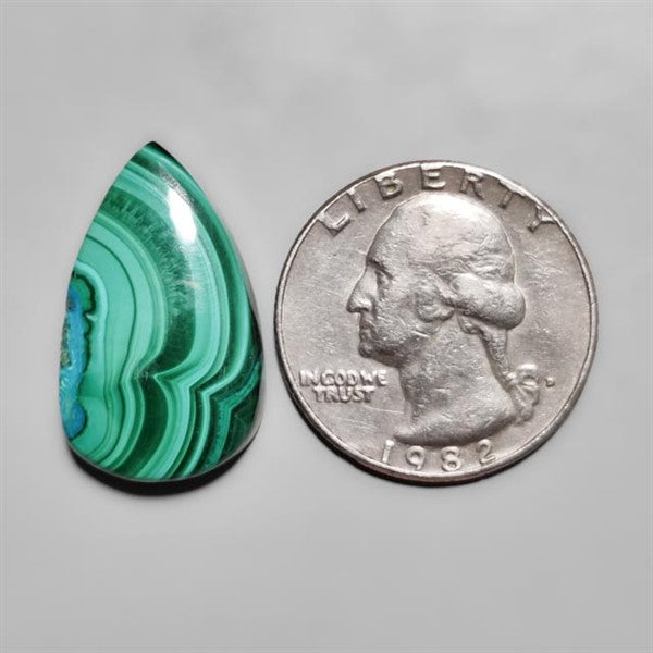 Chrysocolla In Malachite Cabochon