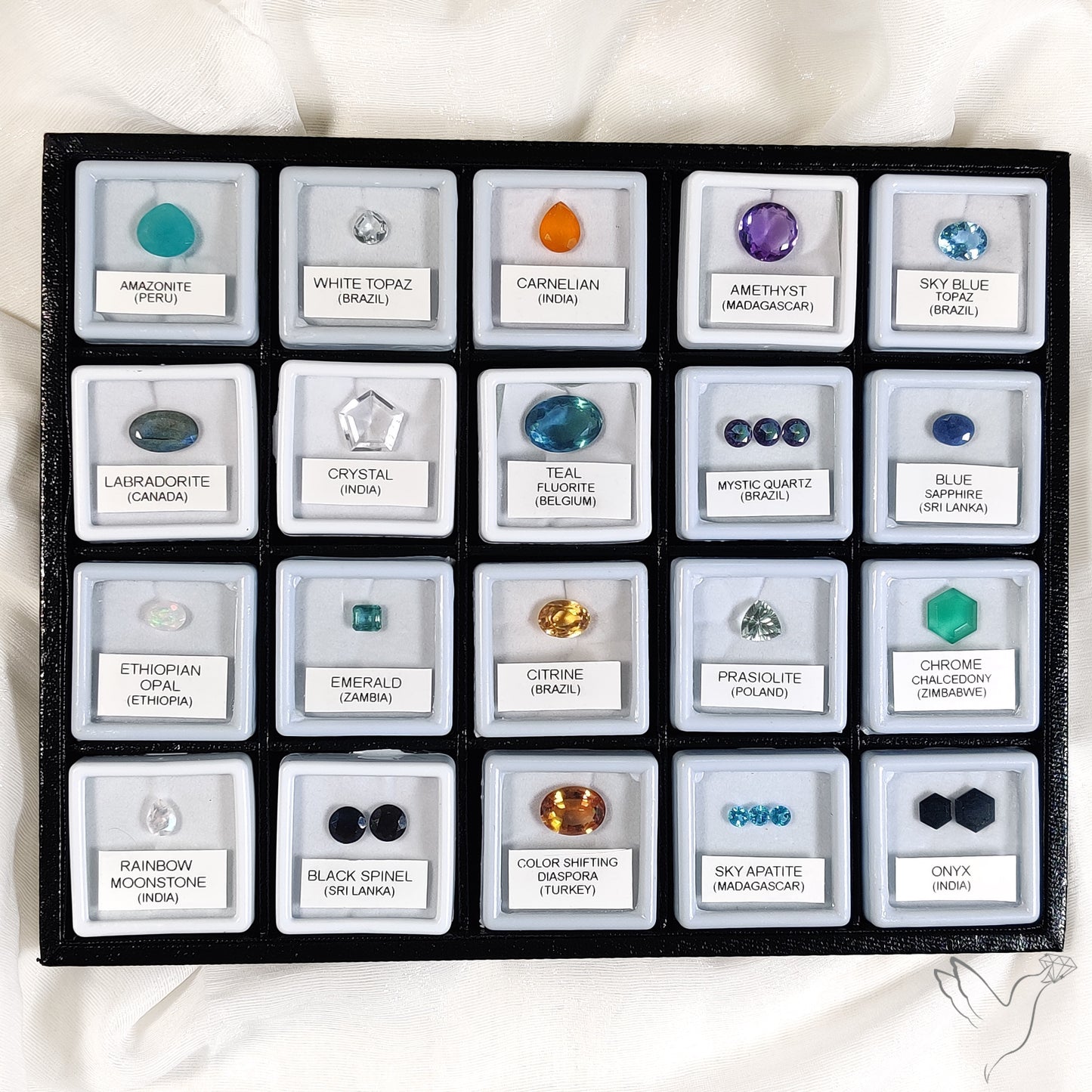 40 Box of Faceted Gemstone – Sapphires, Opals, Tourmalines & More | Natural Stones from 20+ Countries