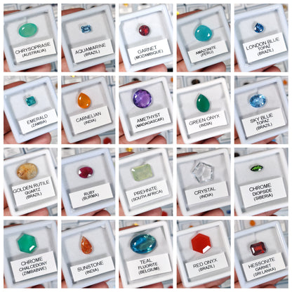 40 Box of Faceted Gemstone – Sapphires, Opals, Tourmalines & More | Natural Stones from 20+ Countries