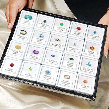 20 Box of Faceted Gemstone – Kyanite, Opals, Tourmalines & More | Natural Stones from 10+ Countries