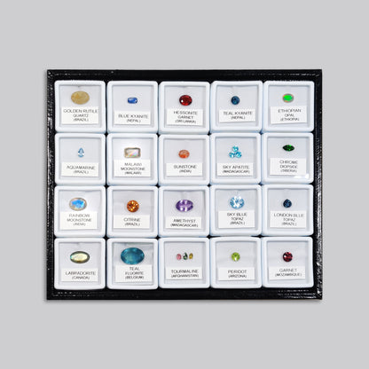 20 Box of Faceted Gemstone – Kyanite, Opals, Tourmalines & More | Natural Stones from 10+ Countries