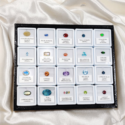 20 Box of Faceted Gemstone – Kyanite, Opals, Tourmalines & More | Natural Stones from 10+ Countries