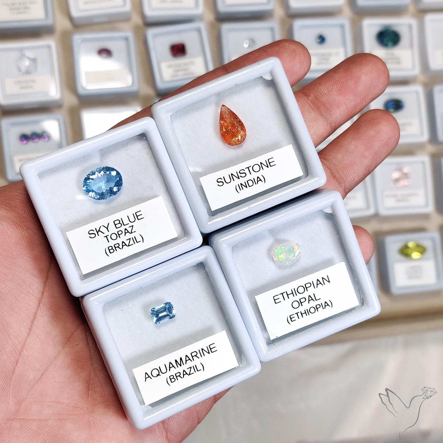 40 Box of Faceted Gemstone – Sapphires, Opals, Tourmalines & More | Natural Stones from 20+ Countries