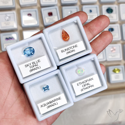 40 Box of Faceted Gemstone – Sapphires, Opals, Tourmalines & More | Natural Stones from 20+ Countries