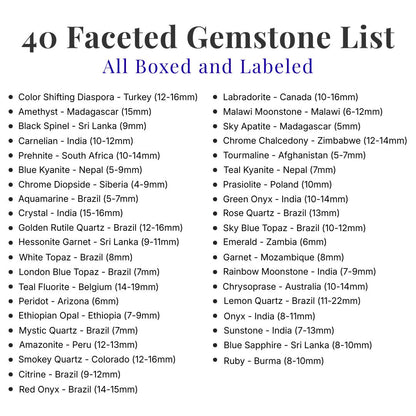 40 Box of Faceted Gemstone – Sapphires, Opals, Tourmalines & More | Natural Stones from 20+ Countries