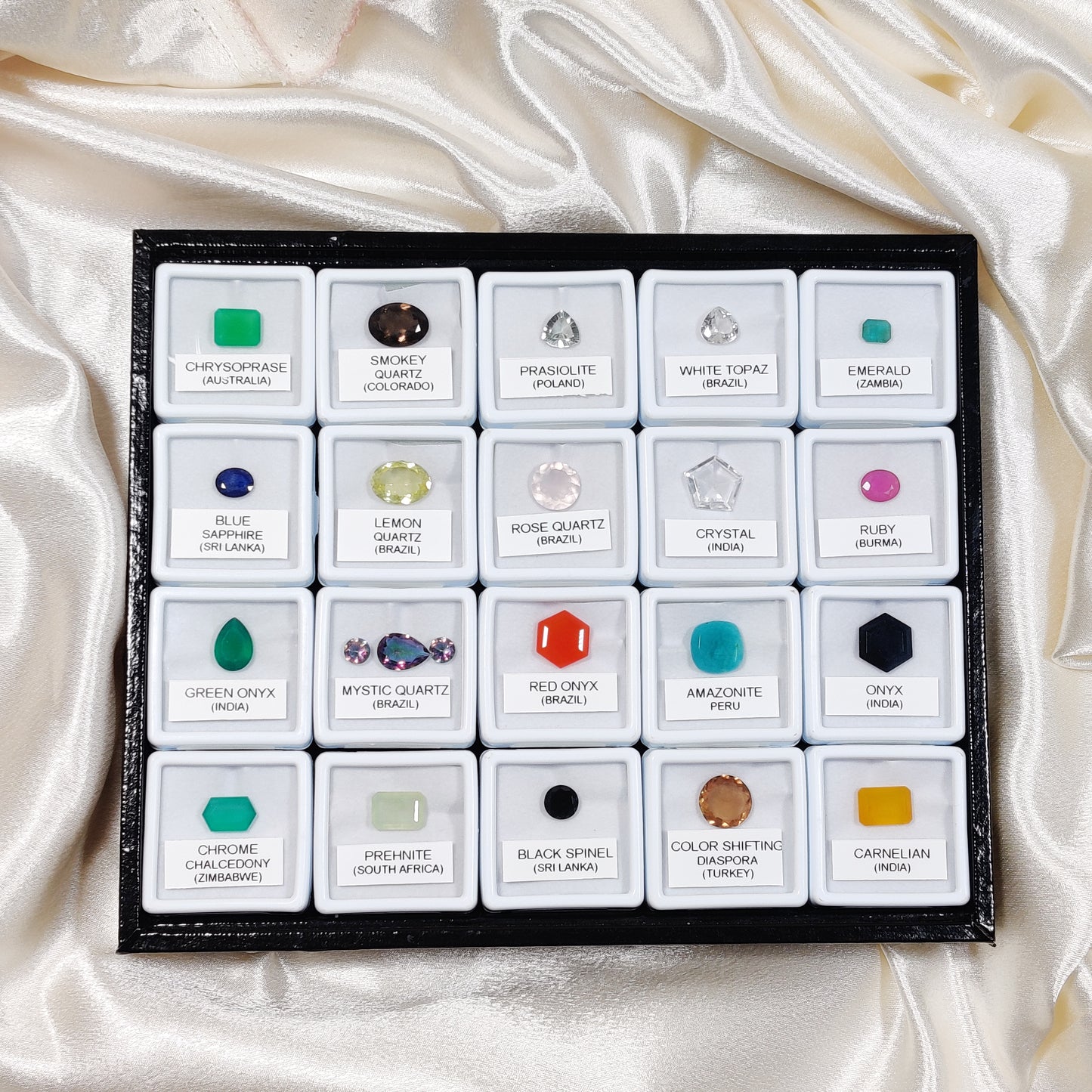 20 Box of Faceted Gemstone – Kyanite, Opals, Tourmalines & More | Natural Stones from 10+ Countries