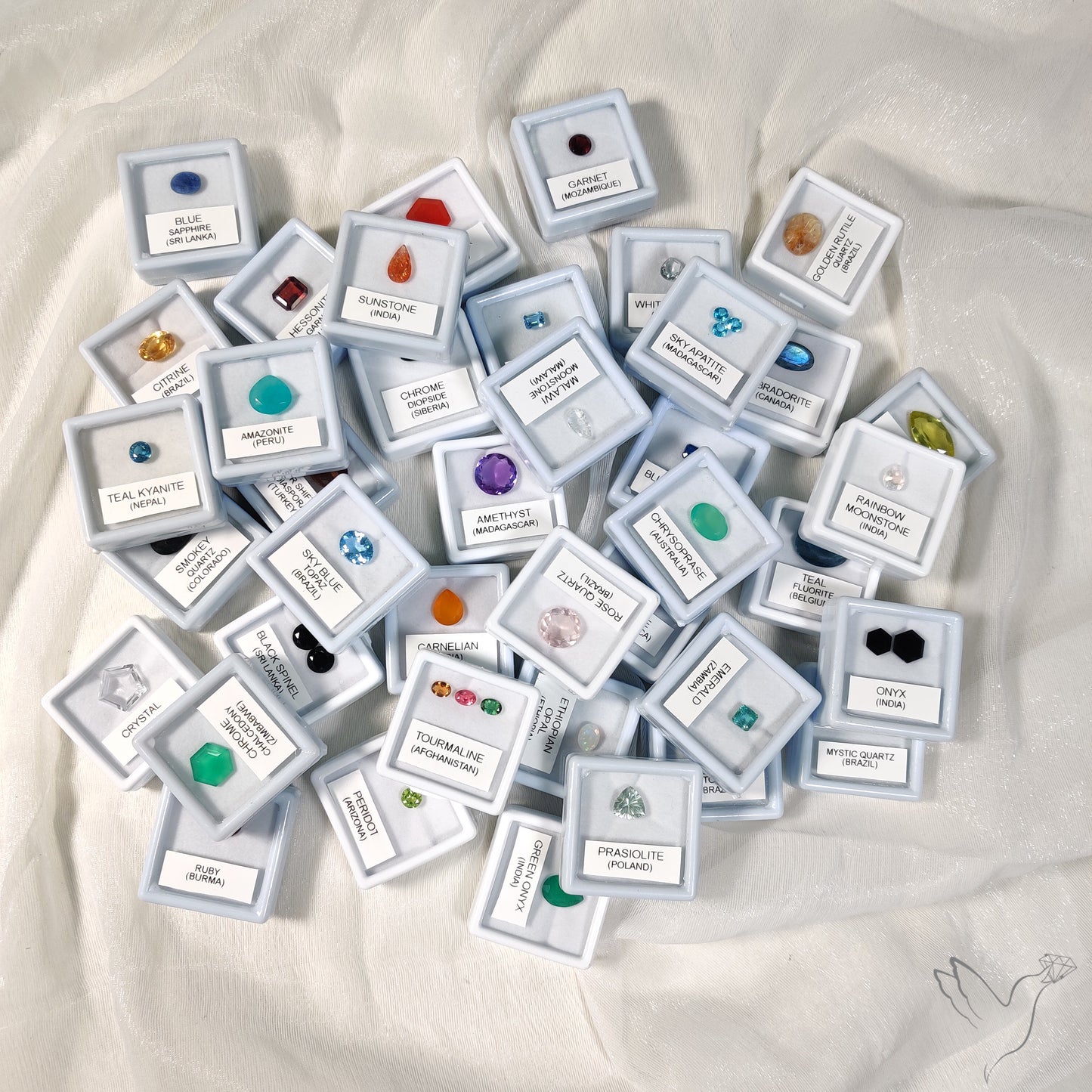 40 Box of Faceted Gemstone – Sapphires, Opals, Tourmalines & More | Natural Stones from 20+ Countries