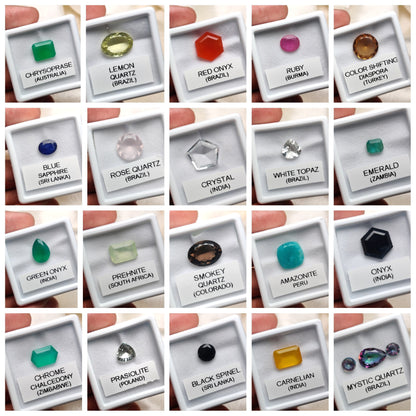 20 Box of Faceted Gemstone – Kyanite, Opals, Tourmalines & More | Natural Stones from 10+ Countries