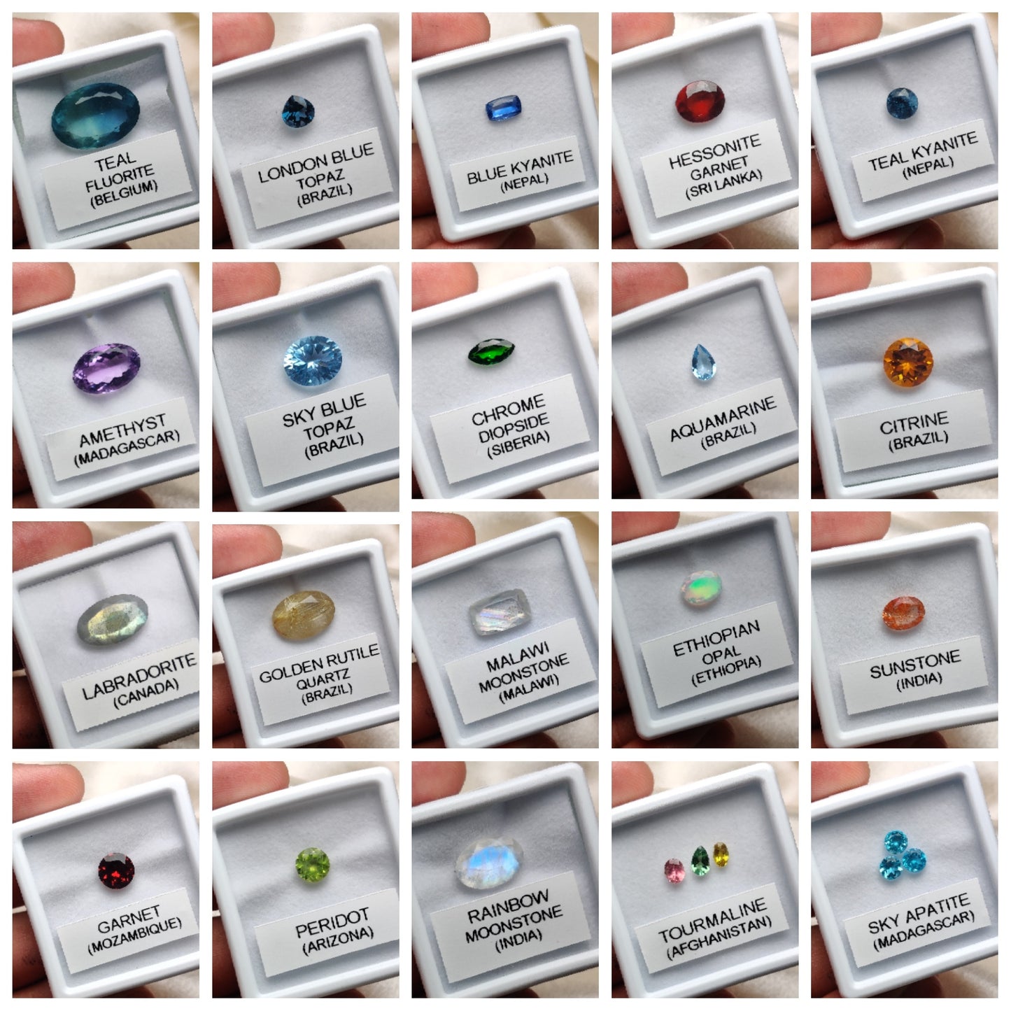 20 Box of Faceted Gemstone – Kyanite, Opals, Tourmalines & More | Natural Stones from 10+ Countries